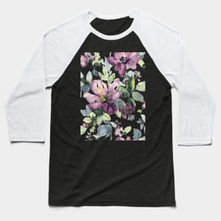 Watercplor Purple Flowers Baseball T-Shirt